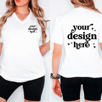 Front and Back Design Custom Logo V-Neck