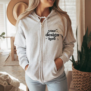 Front and Back Design Custom Logo Zipper Jacket Hoodie