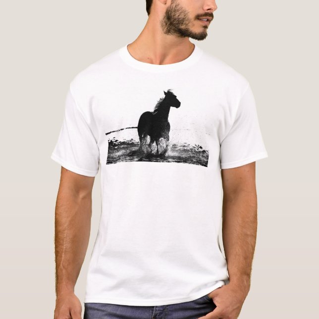 Front And Back Design Running Horse Mens T-Shirt (Front)