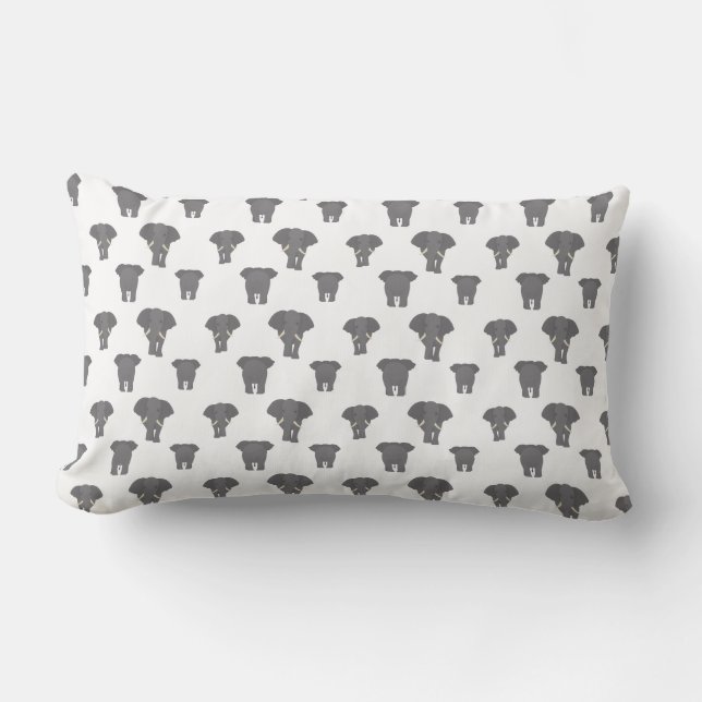 Front and Back Elephant Pattern African Animal Lumbar Cushion (Front)