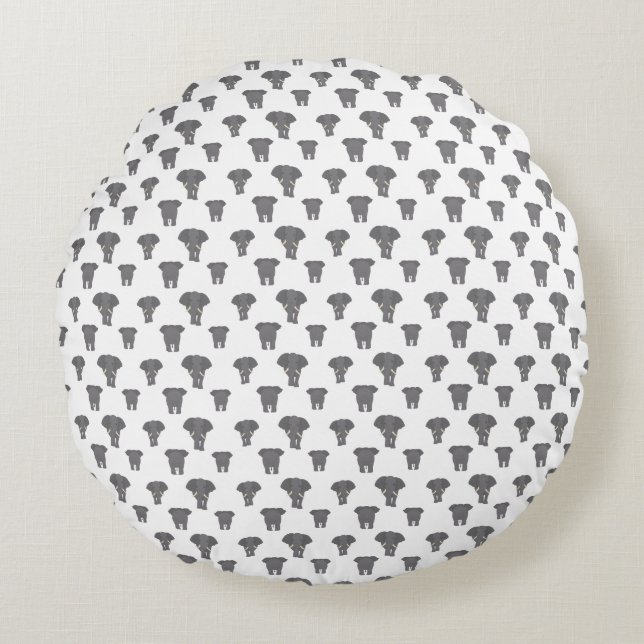 Front and Back Elephant Pattern African Animal Round Cushion (Front)