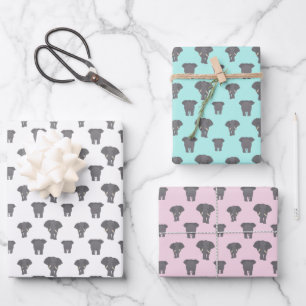 Front and Back Elephant Pattern Multi Colour Wrapping Paper Sheet