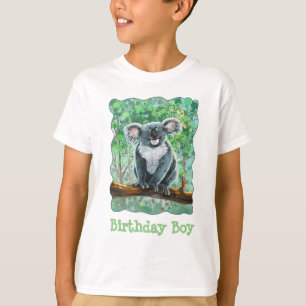 Front and Back Koala Bear Birthday Boy T-Shirt