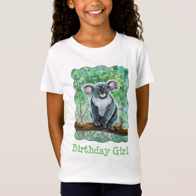 Front and Back Koala Bear Birthday Girl T-Shirt (Front)