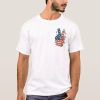 (Front And Back) Peace Sign Hand 4th of July USA