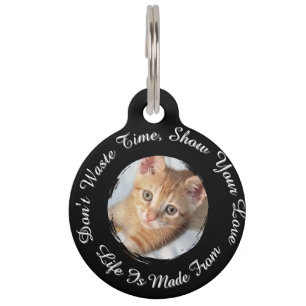 Front and Back Photo Cat, Name, Text, replaceable, Pet Tag