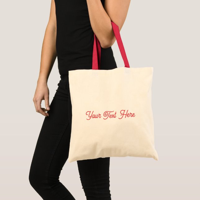 Front and Back Your Text Here Natural and Red Look Tote Bag (Front (Product))