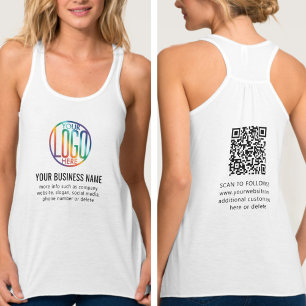 Front Back Custom Printed Business Logo & QR Code Singlet