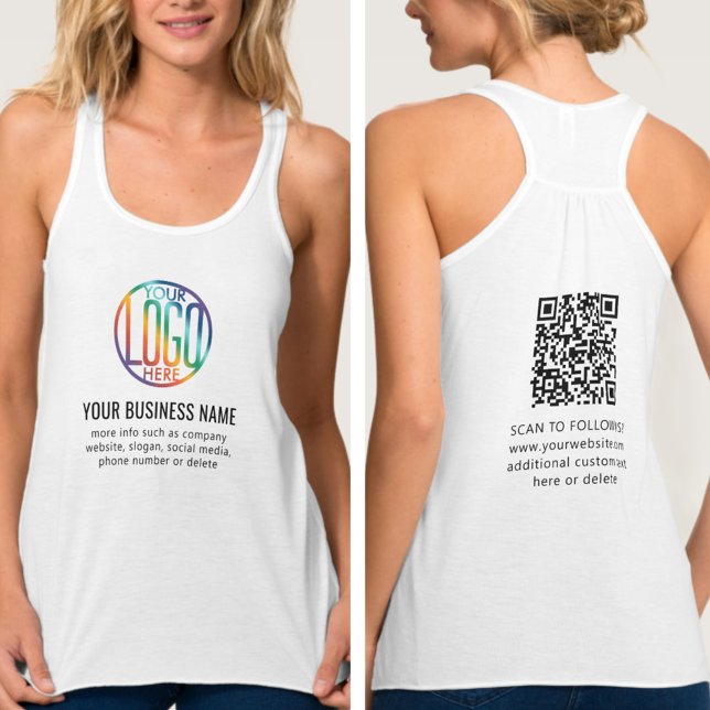 Front Back Custom Printed Business Logo & QR Code Singlet (Creator Uploaded)