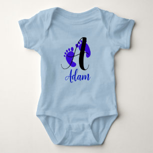 Front & Back Design - Newborn Letter & Name Boy Baby Bodysuit