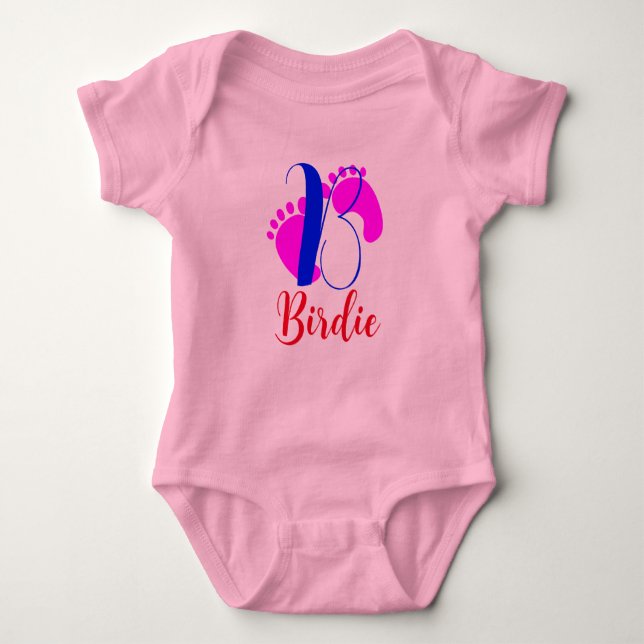 Front & Back Design - Newborn Letter & Name Girl  Baby Bodysuit (Front)