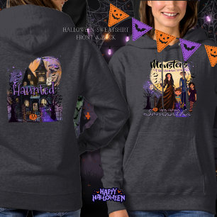 Front & Back Haunted House Monster Family  Hoodie