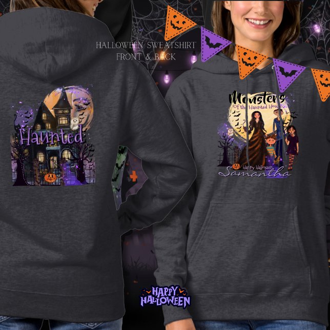 Front & Back Haunted House Monster Family  Hoodie (Front & Back Haunted House Monster Family Hoodie)