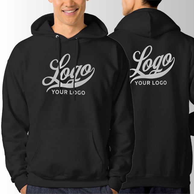 Front +Back print. Business logo Black Men Women Hoodie (Creator Uploaded)