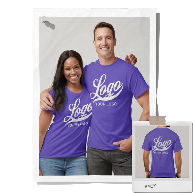 Front +Back print. Business logo Purple Men Women T-Shirt (Creator Uploaded)