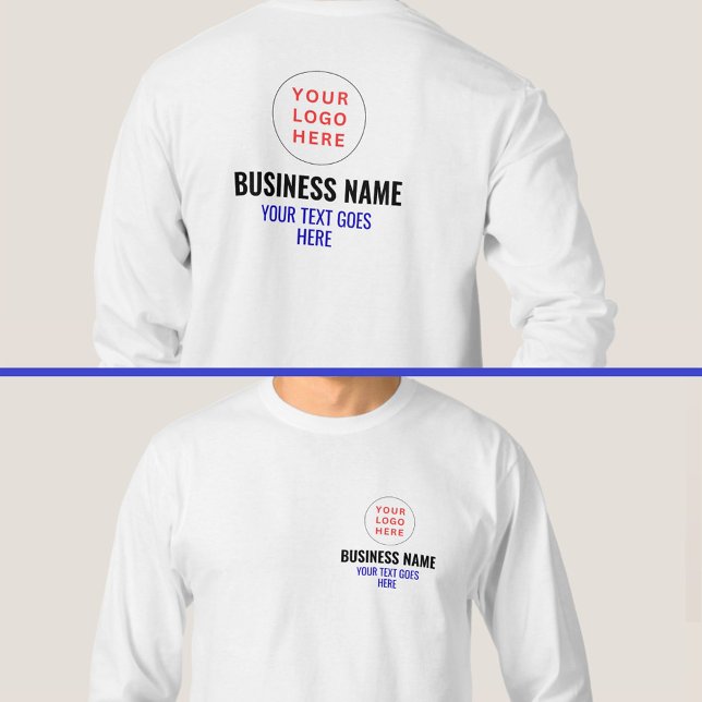 Front & Back Print Logo Member | Men's Long Sleeve T-Shirt (Front Back Print Company Logo Shirt)