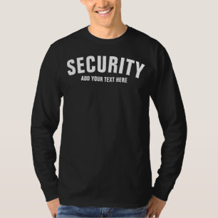 Front & Back Print Mens Custom Text Security Black T-Shirt