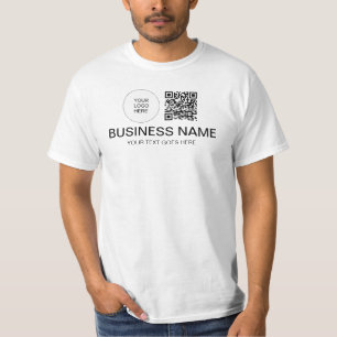 Front & Back Print Template Mens QR Code Logo Work T-Shirt