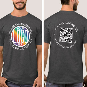 Front Back Printed Company QR Code & Logo Business T-Shirt