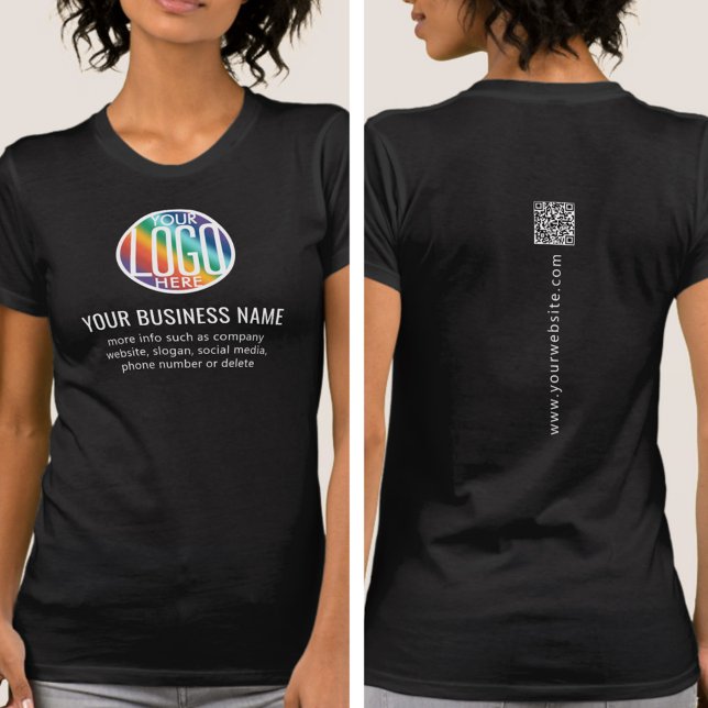 Front Back Printed Your Business Logo & QR Code T-Shirt (Creator Uploaded)