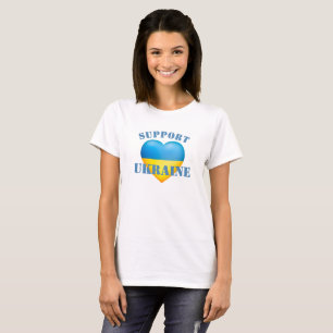 Front/Back Support Ukraine Yellow And Blue Heart T-Shirt