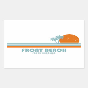 Front Beach South Carolina Sun Palm Trees Rectangular Sticker