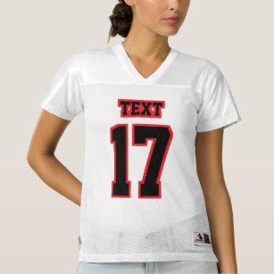 Front BLACK RED WHITE Womens Football Jersey