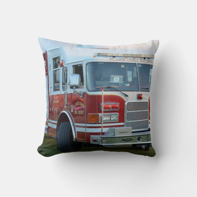Front corner of county fire truck fireman design cushion (Front)