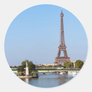 Front de Seine and Eiffel tower - Paris, France Classic Round Sticker