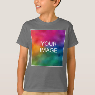 Front Design Add Image Smoke Grey Template Boys T-Shirt