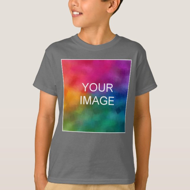 Front Design Add Image Smoke Grey Template Boys T-Shirt (Front)