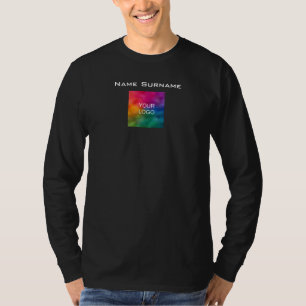 Front Design Replace Business Logo Men's Black T-Shirt