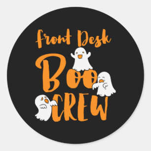 Front Desk Boo Crew Halloween Costume Match Front Classic Round Sticker