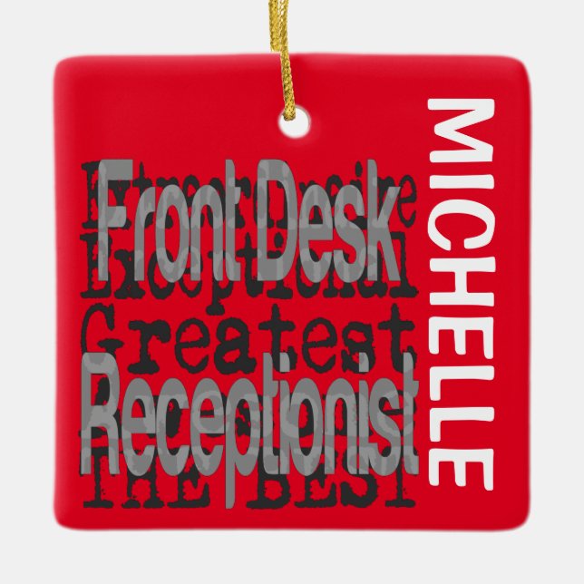 Front Desk Receptionist Extraordinaire CUSTOM Ceramic Ornament (Front)