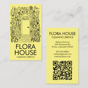FRONT DOOR House Cleaning Yardwork Garden QR Code Business Card