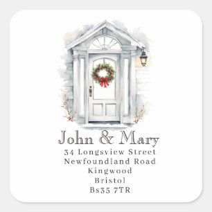 Front Door Return Address Sticker Christmas