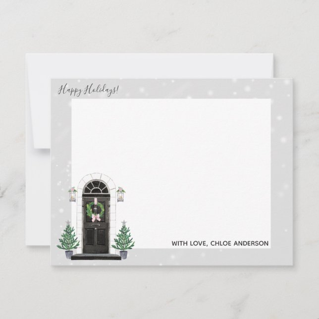Front Door Scene Home for the Holidays Note Cards (Front)