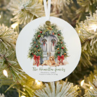 Front Door With Yellow Labrador Christmas