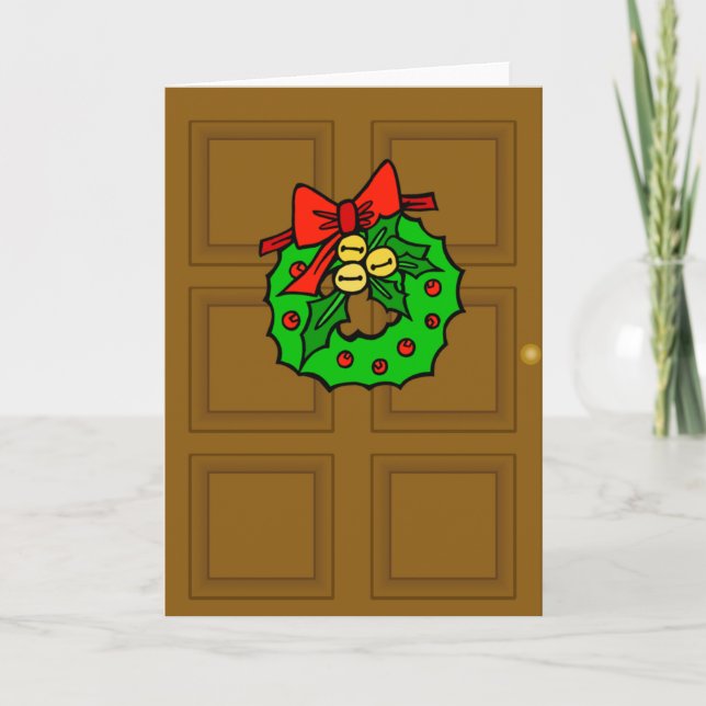 Front Door Wreath Christmas Card (Front)