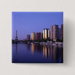Front du Seine and Eiffel Tower, Paris, France 15 Cm Square Badge