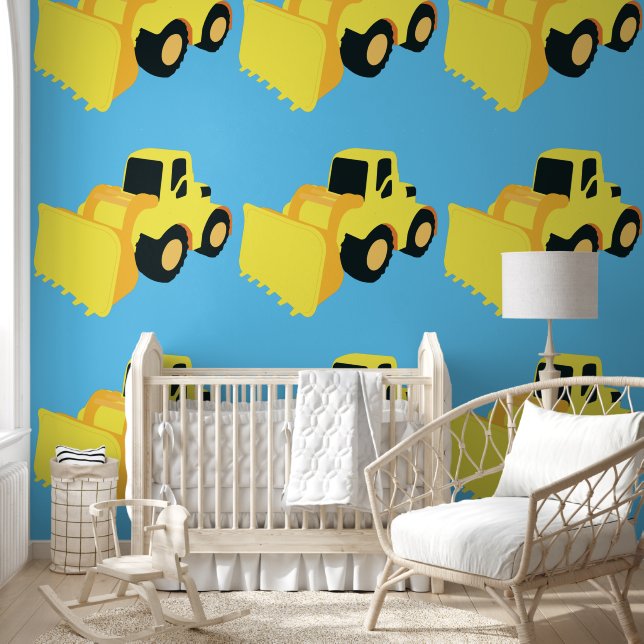 Front End Loader Construction Boys Nursery Bedroom Wallpaper (Kids)