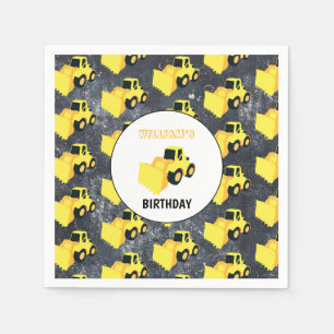 Front End Loader Construction Truck Birthday Napkin