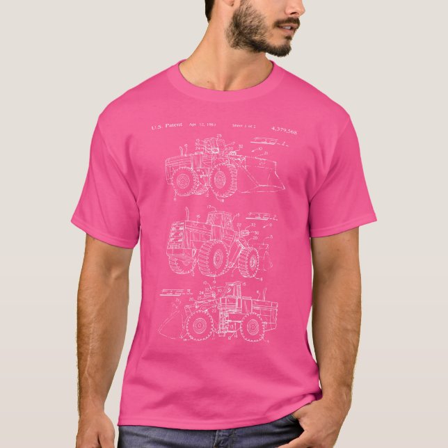 Front End Loader Tractor Blueprints Construction T-Shirt (Front)