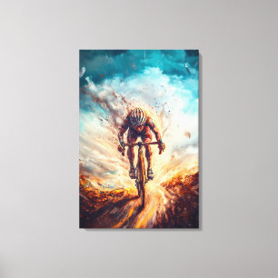 Front-Facing Cyclist - Dynamic Sports Art Cycling Canvas Print