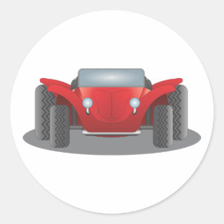 Front-Facing Red and Black Dune Buggy Classic Round Sticker