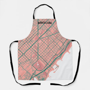 Front minimalist map Barcelona - Rosa-Verde Apron