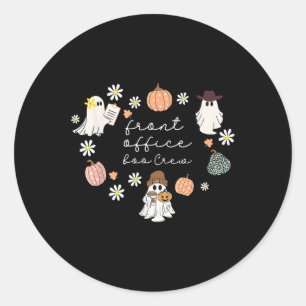 Front Office Boo Crew Pumpkin Ghost Halloween Admi Classic Round Sticker