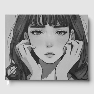 front on woman face guestbook
