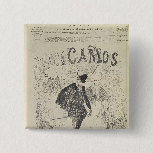 Front page of 'Le Journal Amusant' 15 Cm Square Badge (Front)