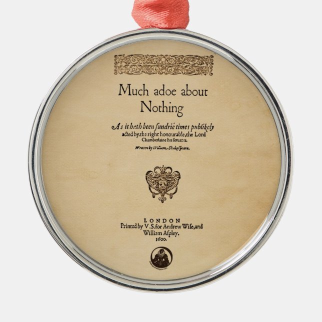 Front Piece to Much Ado About Nothing Quarto Metal Tree Decoration (Front)